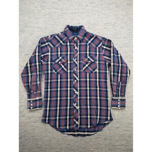 Wrangler Western Shirt Plaid Flannel Long Sleeve Cowboy‎ Rodeo Mens Heavyweight